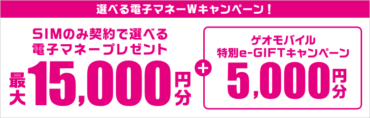 SIMのみ契約で選べる電子マネーWキャンペーン！