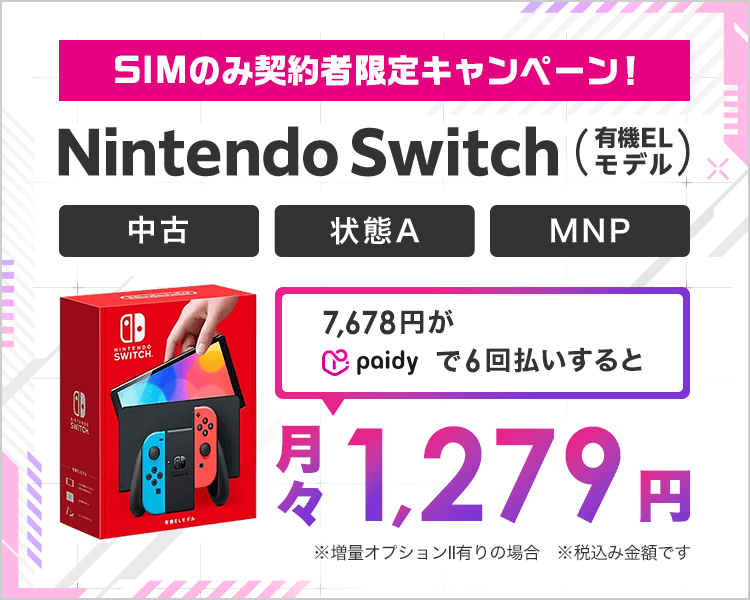paidyならSwitchが月々1,279円から!